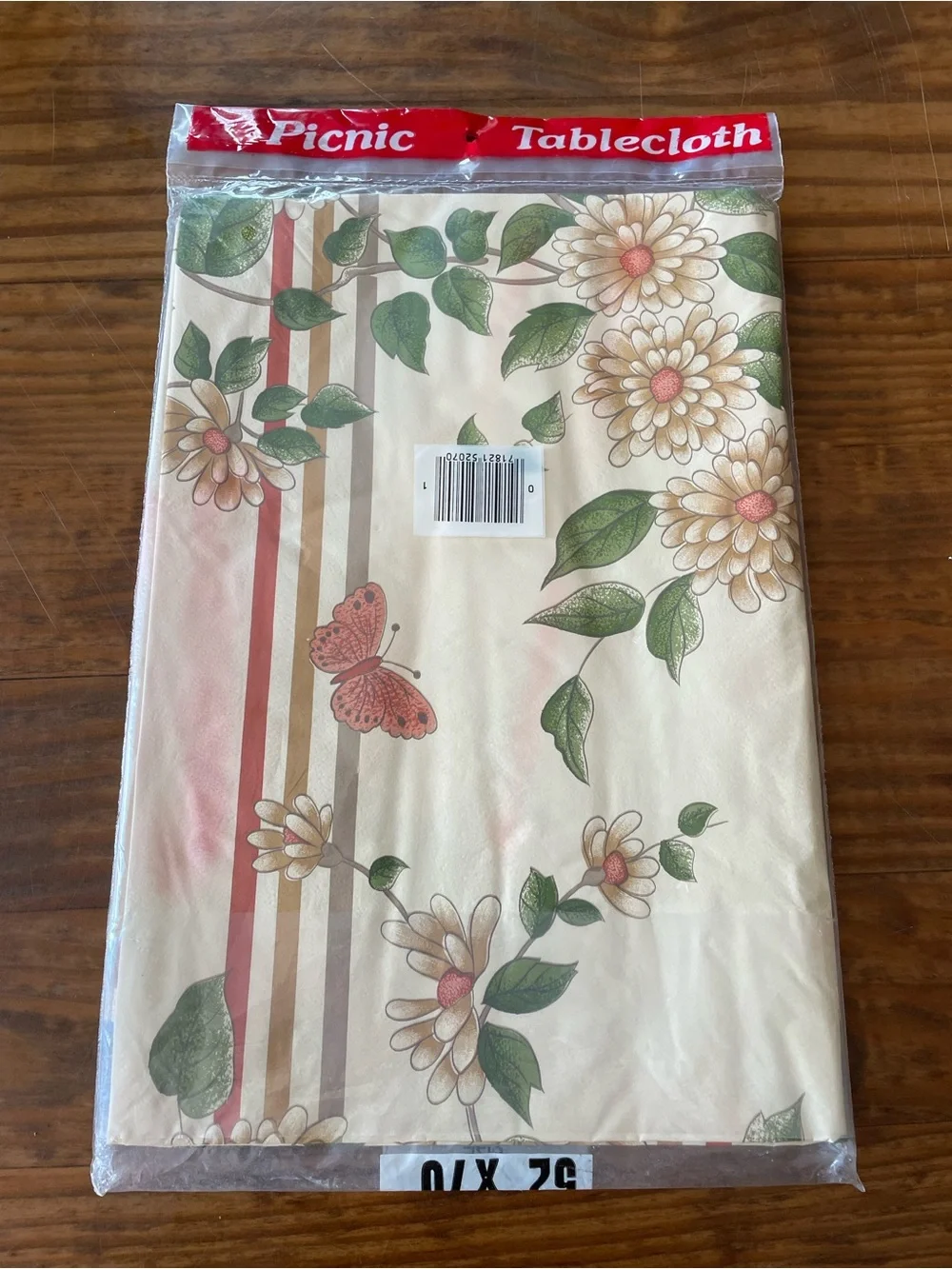 Vintage Plastic Picnic Tablecloth Floral Butterfly NIP 52”x70”  cottagecore